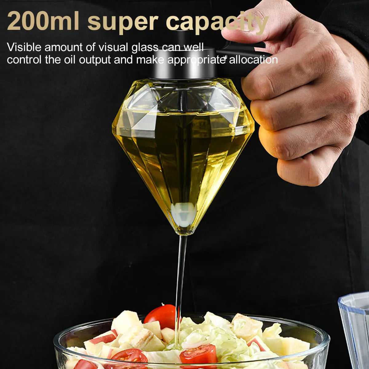 200ml Honey Dispenser Diamond Shaped Glass Oil Dispenser (40% Off - applied at the checkout)