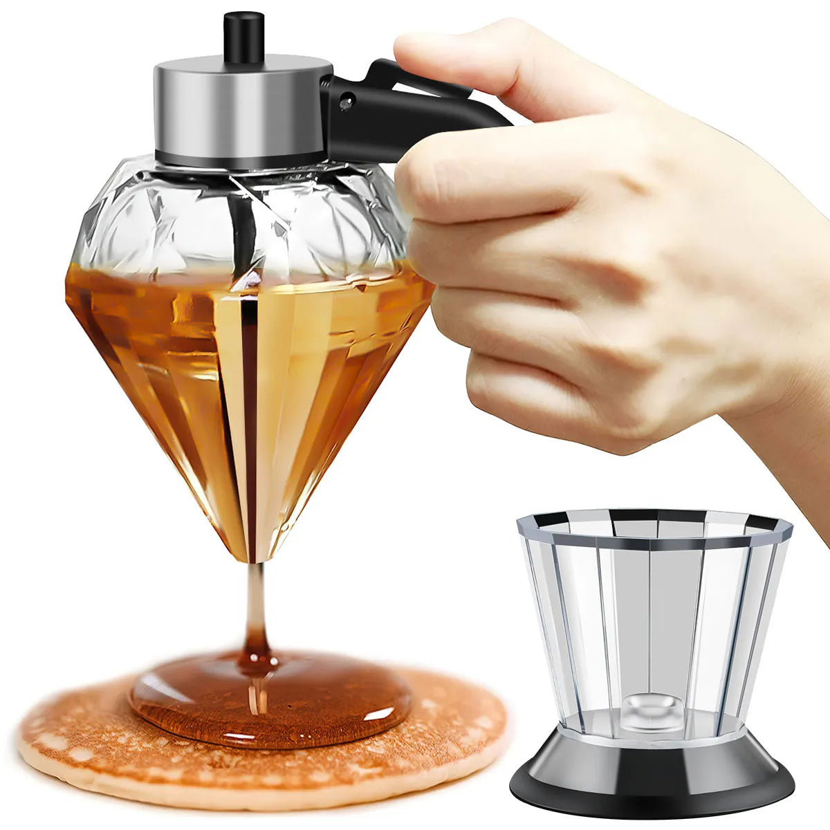 200ml Honey Dispenser Diamond Shaped Glass Oil Dispenser (40% Off - applied at the checkout)