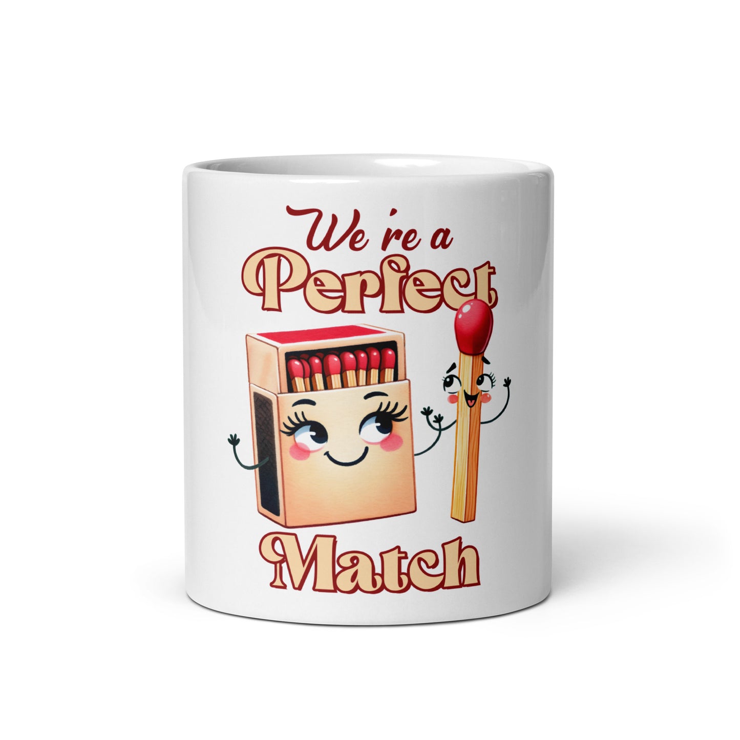 We are a Perfect Match White glossy mug