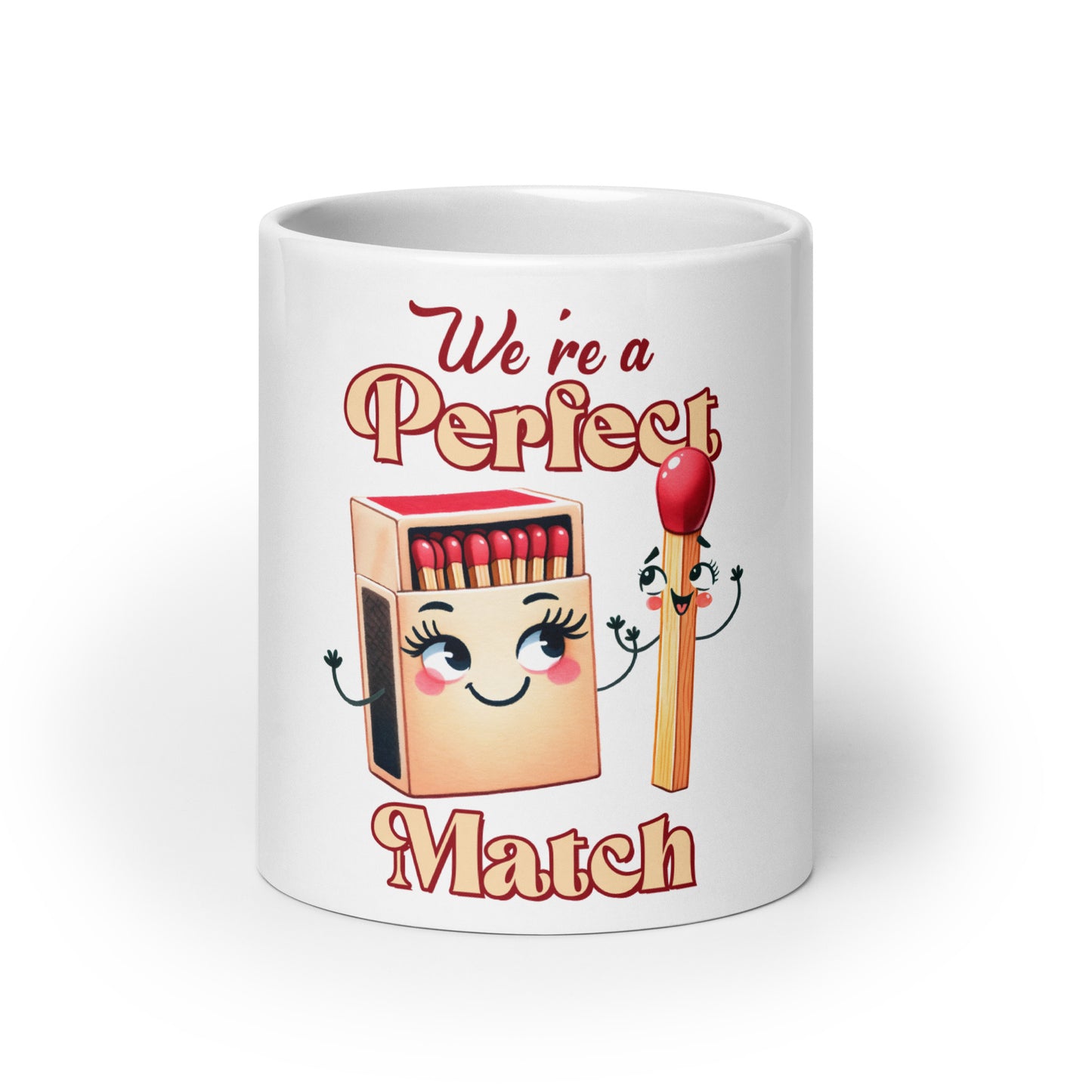 We are a Perfect Match White glossy mug